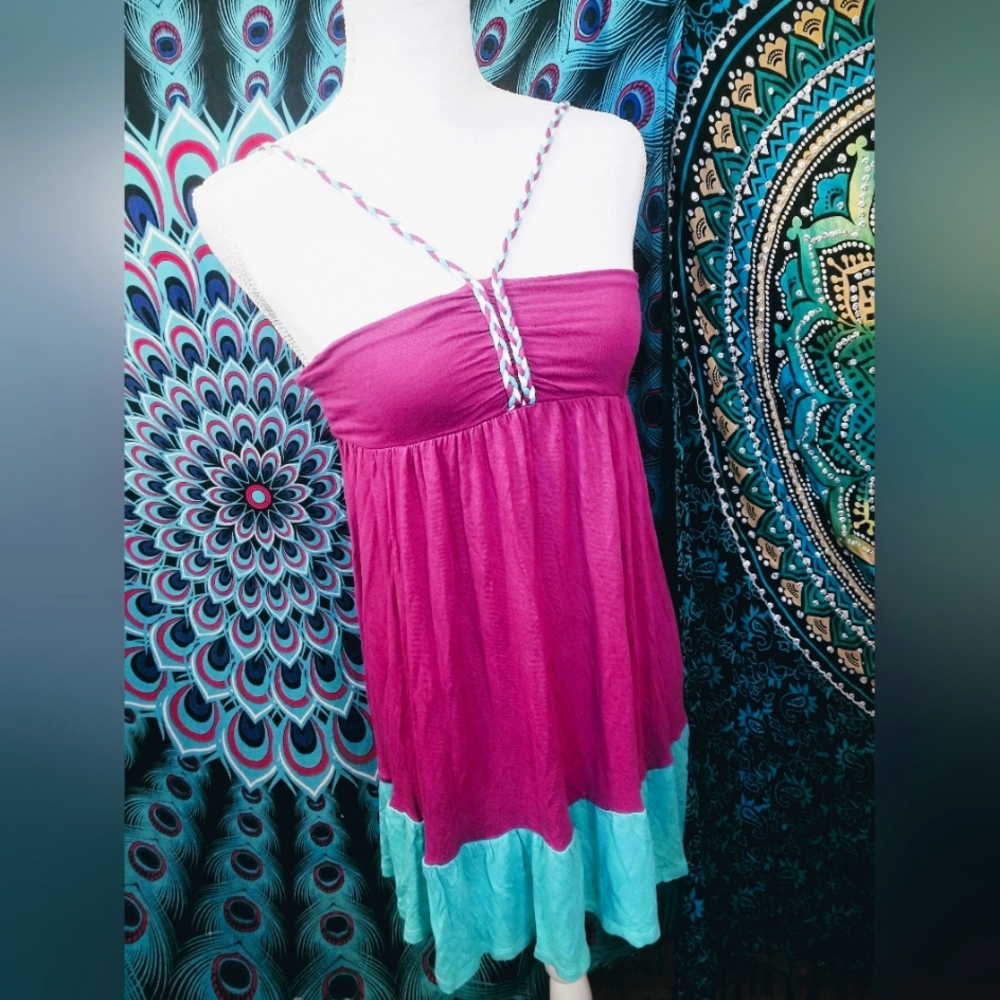 Colorful Sleeveless Babydoll Dress- NWOT